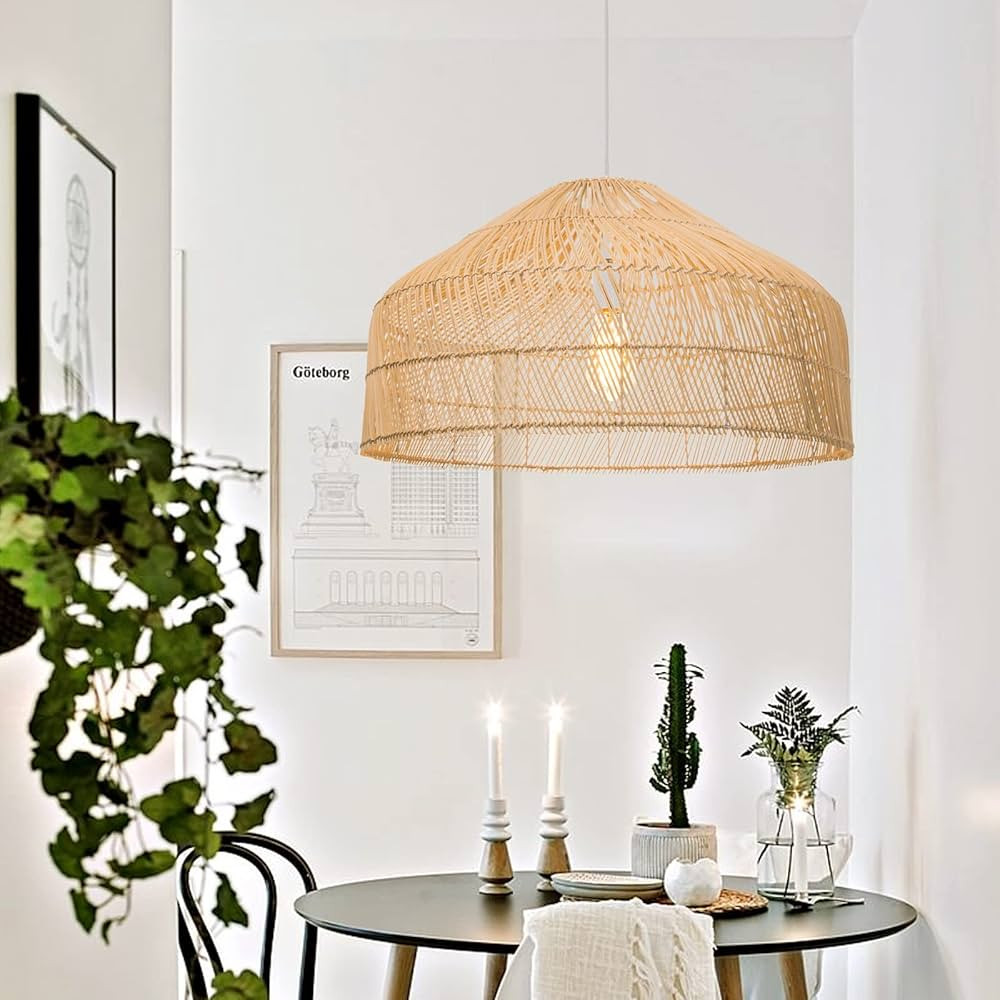 Arturesthome Woven Boho Pendant Light, Rattan Wicker Chandelier Hanging Lamp Ceiling Lighting Fix... | Amazon (US)