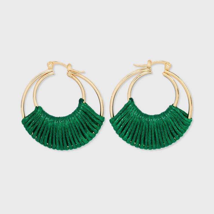 Two Row Threaded Hoop Earrings - A New Day™ | Target