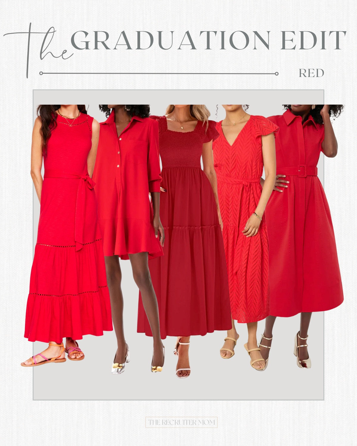 Graduation Dresses for schools with red! Texas Tech, OU, Arkansas, Alabama, Ohio State and more. #graduation  

 #LTKSeasonal #LTKU #LTKMidsize