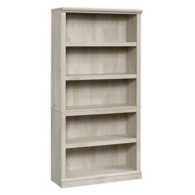 Sauder 5-Shelf Bookcase in Warm Chestnut/Beige | Bed Bath & Beyond
