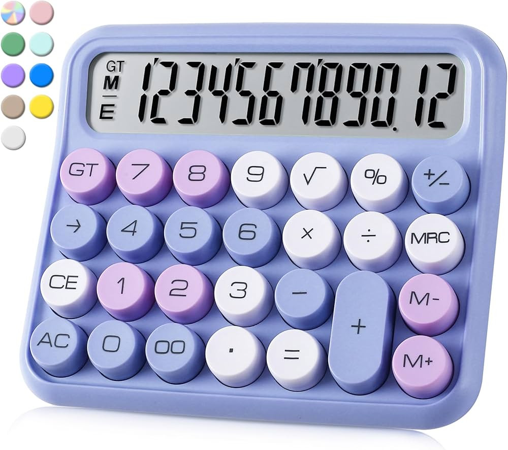 VEWINGL Mechanical Switch Calculator,Purple Calculator Cute 12 Digit Large LCD Display and Button... | Amazon (US)