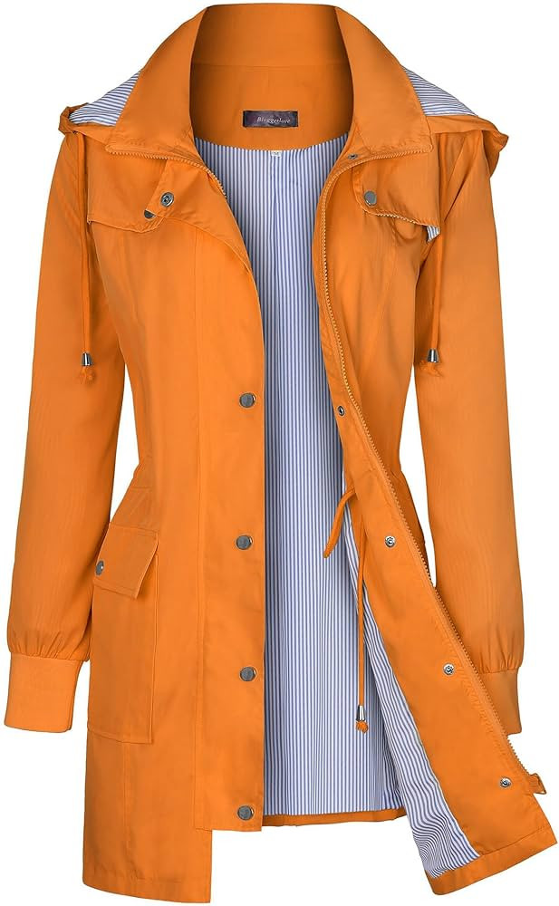Bloggerlove Rain Jacket Women Lightweight Raincoat Waterproof Windbreaker Striped Climbing Outdoo... | Amazon (US)
