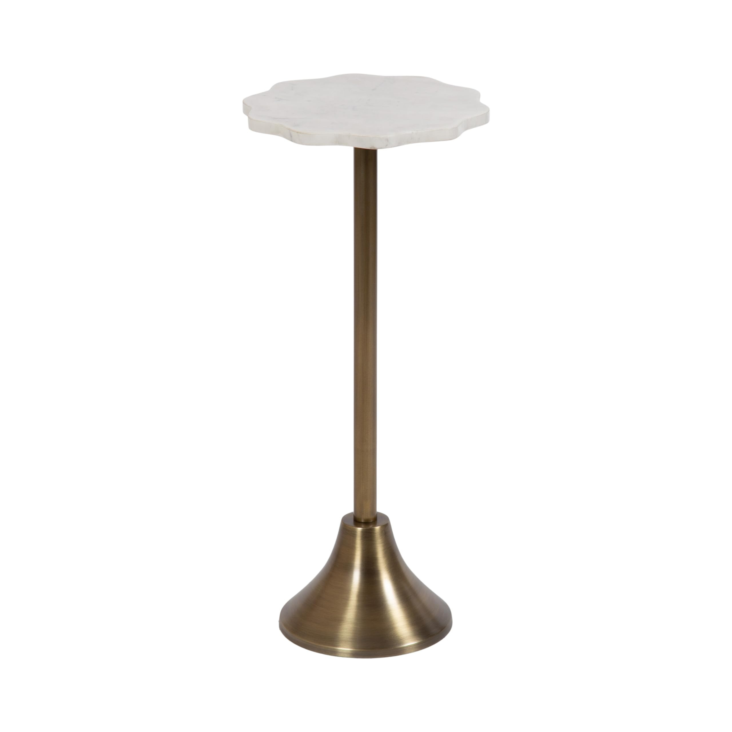 Kate and Laurel Sanzo Modern Pedestal Drink Table, 10 x 10 x 23, Antique Brass and White, Decorat... | Amazon (US)