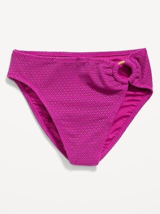 Mid-Rise O-Ring Crochet-Knit French-Cut Bikini Swim Bottoms for Women | Old Navy (US)