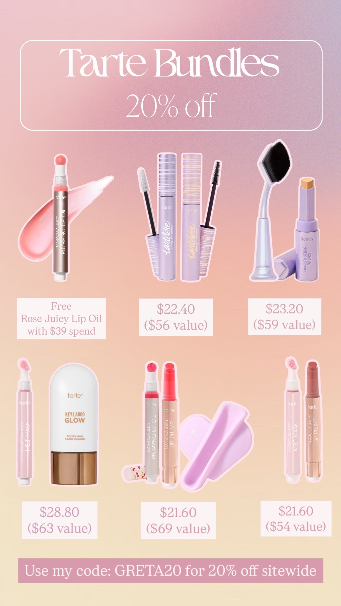 Some of my favs from Tarte!! 💓 20% off bundles