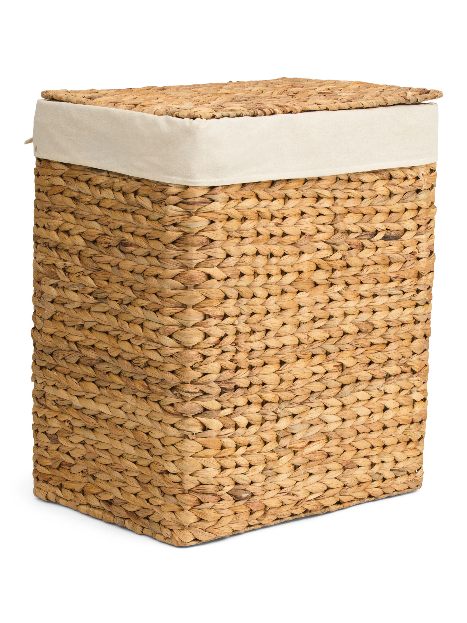 Lidded Hamper With Foldover Cream Liner | TJ Maxx