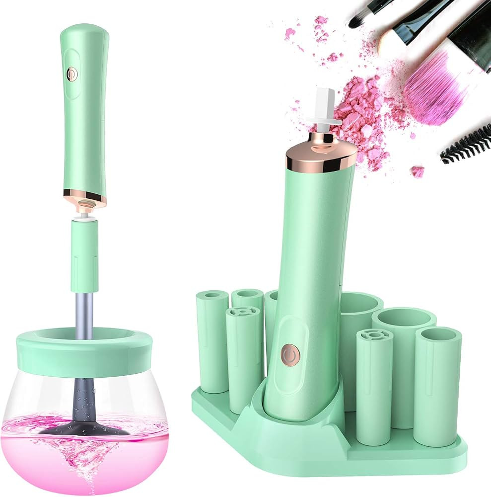 Senbowe Upgraded Makeup Brush Cleaner and Dryer Machine, Super-Fast Electric Brush Cleaner Machine with 8 Size Rubber Collars, Automatic Brush Cleaner Spinner Makeup Brush Tools | Amazon (US)
