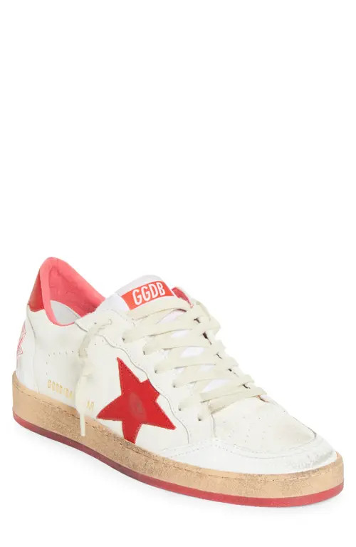 Golden Goose Ball Star Low Top Sneaker in White/Strawberry Red at Nordstrom, Size 13Us | Nordstrom