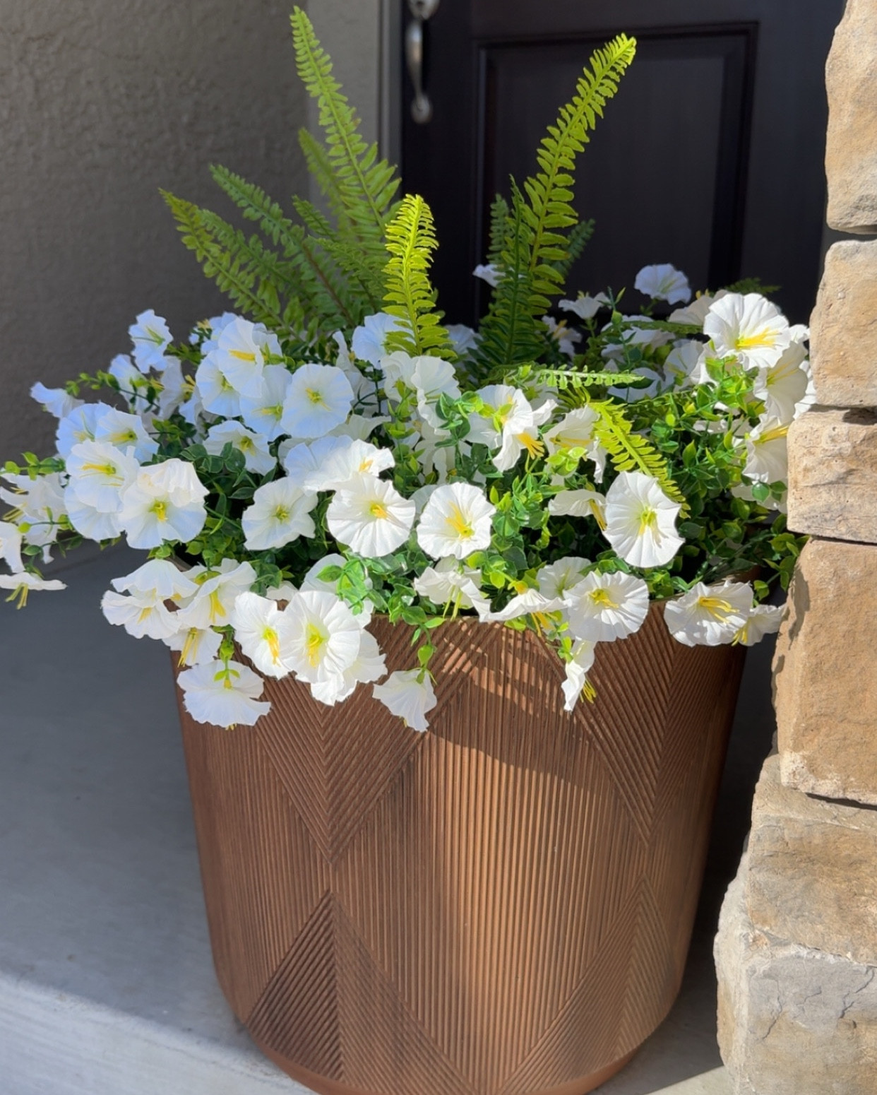 Realistic faux white morning glory flowers and fern combo! Added these to our front porch pot and absolutely love them!! 


#frontporchflowers #amazonhome #spring #walmartfind 


#LTKHome #LTKSeasonal