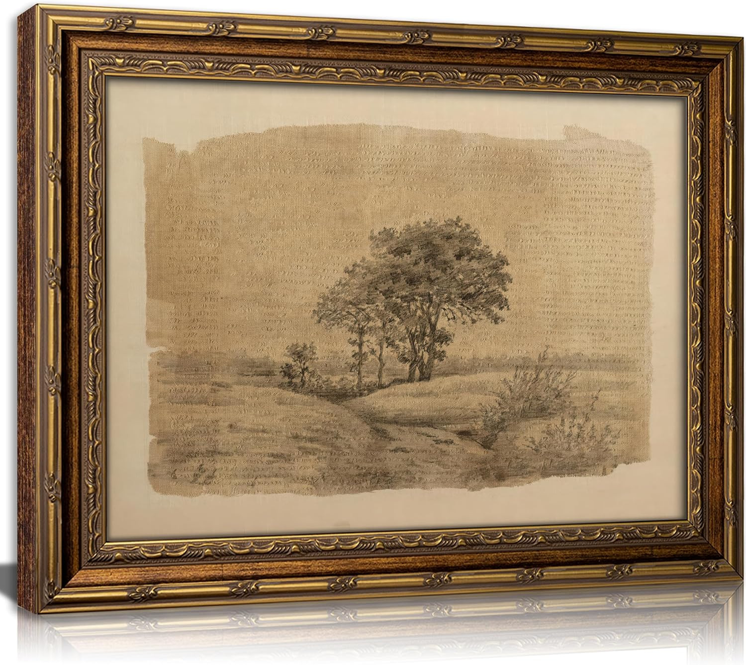 Vintage Gold Framed Sepia Country Landscape Sketch Wall Art, Rustic Tree Grove Canvas Prints, Ant... | Amazon (US)
