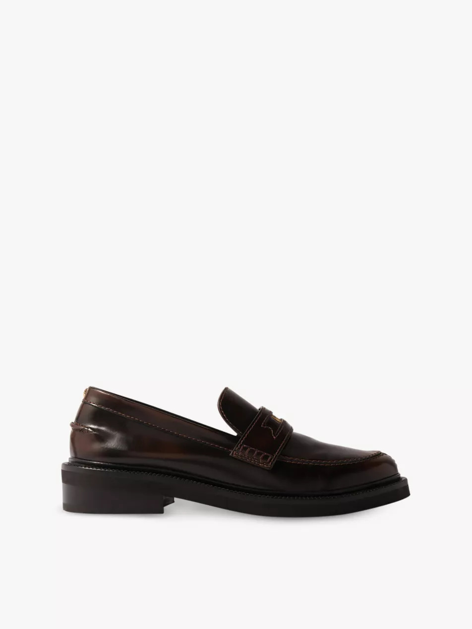 Coin-embellished slip-on leather loafers | Selfridges