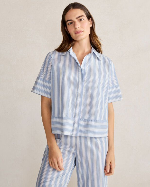 Organic Cotton Poplin Vintage Stripe Pajama Shirt | Haven Well Within