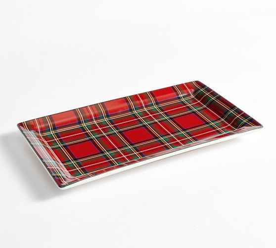Stewart Plaid Stoneware Rectangular Serving Platter | Pottery Barn (US)