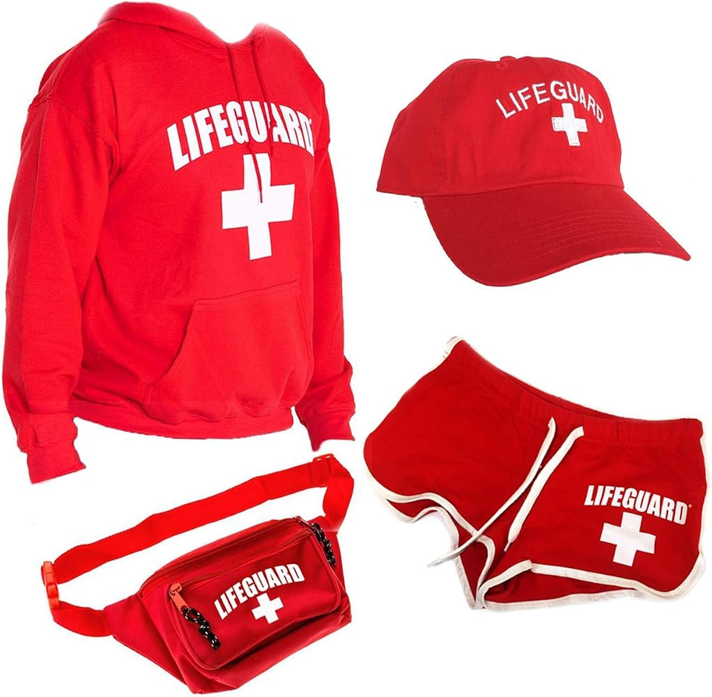 LIFEGUARD Officially Licensed Women Ladies Halloween Costume Bundle Pack Hat Shorts Hoodie Fanny ... | Amazon (US)