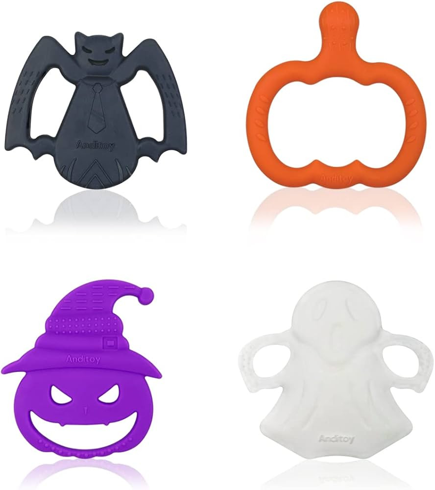 Anditoy 4 Pack Halloween Teething Toys Halloween Teether for 3-12 Months Baby Toddlers Halloween ... | Amazon (US)