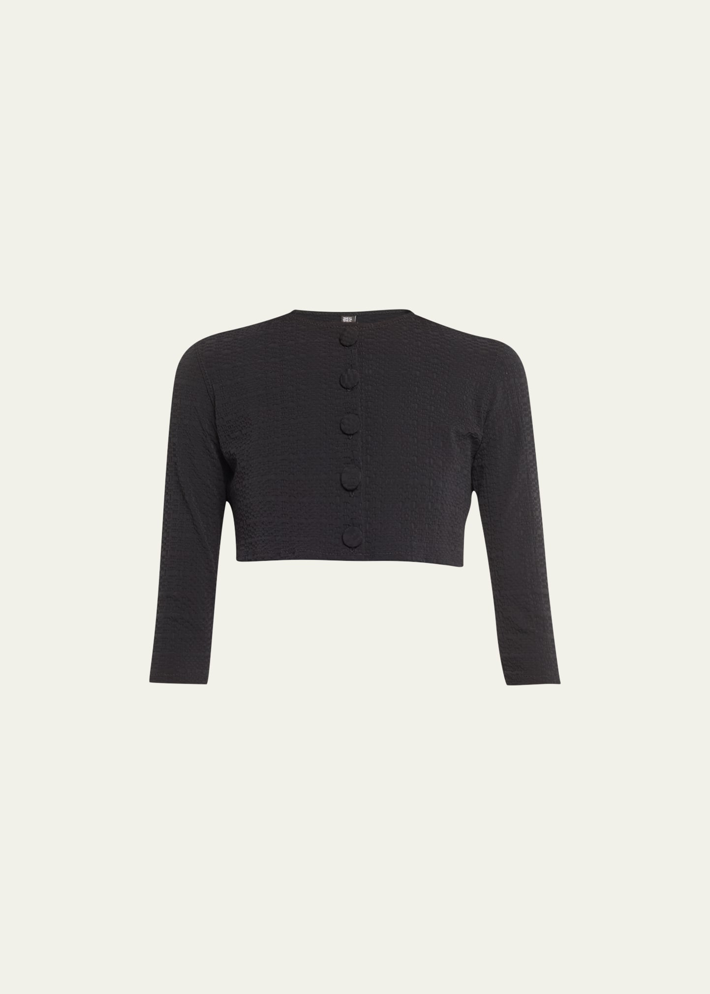 Lisa Marie Fernandez Seersucker Cropped Cardigan | Bergdorf Goodman