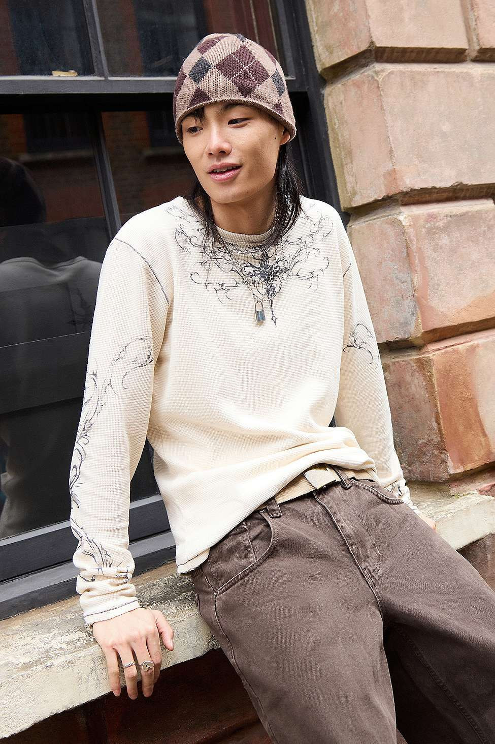 Jaded London White Ines Waffle Long Sleeve Top - White M at Urban Outfitters | Urban Outfitters UK
