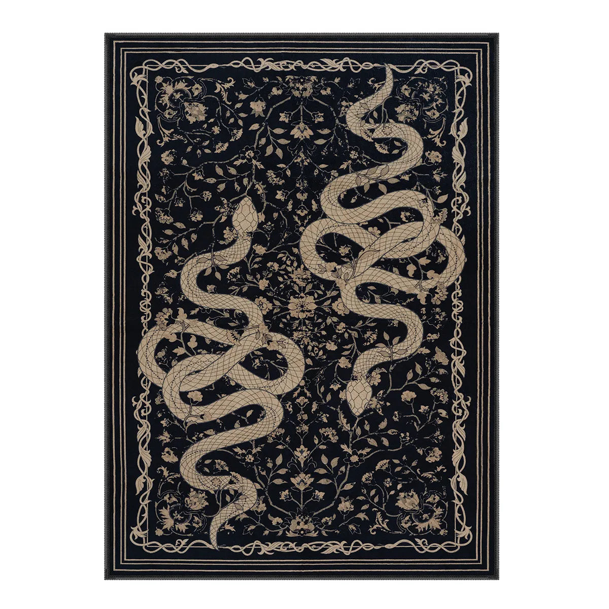 Serpente Washable Mystical Snake Black Rug - Lahome | Lahome
