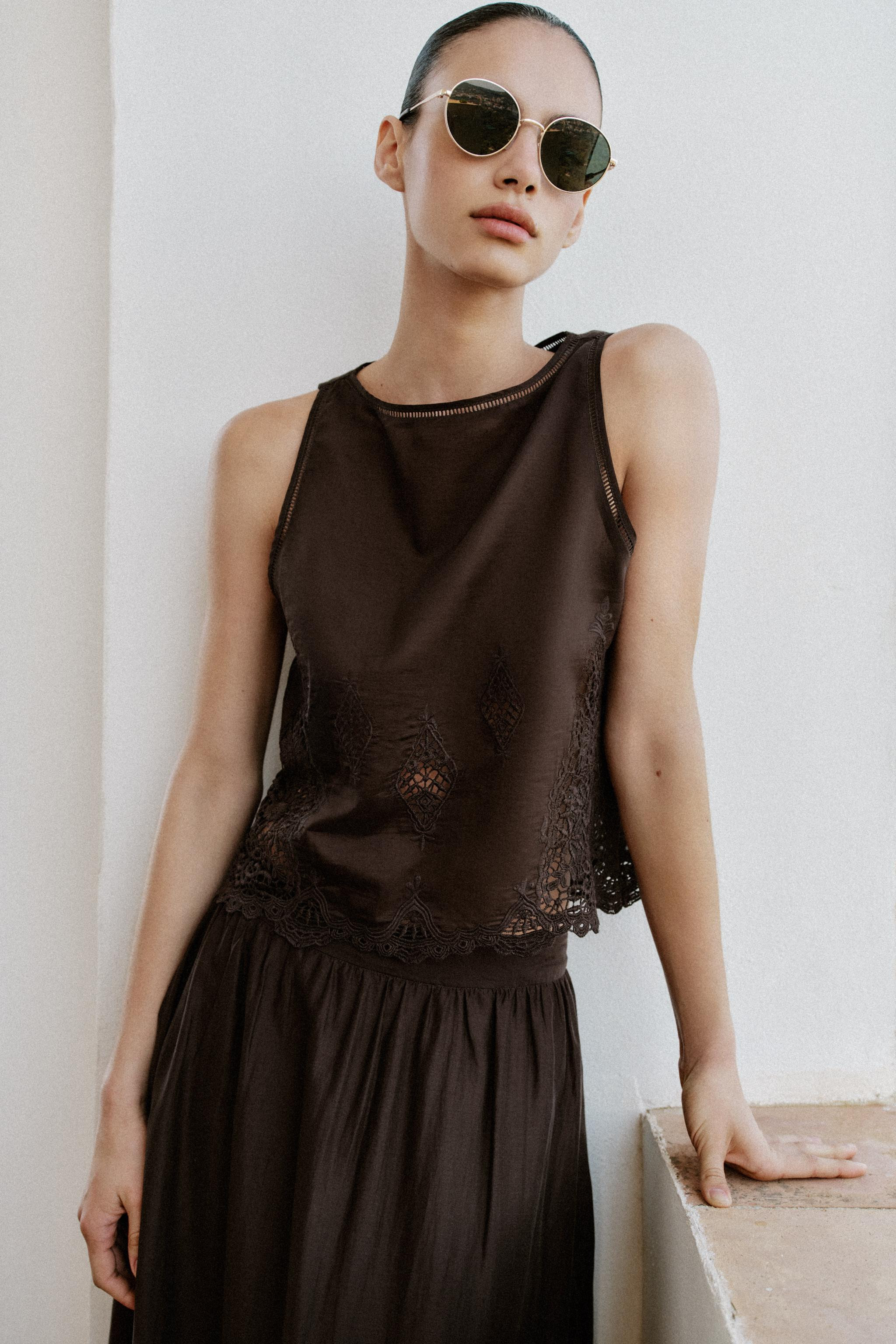 EMBROIDERED LACE TOP | Zara UK