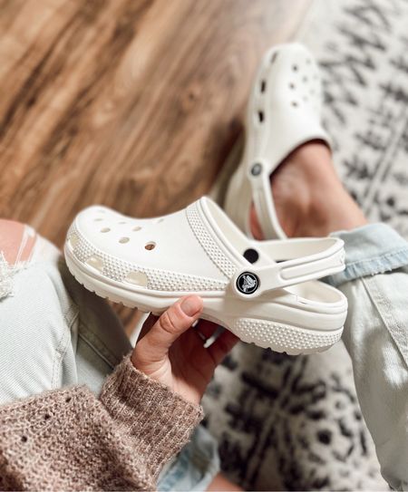 All White unisex crocs just in time for end of summer and beginning of fall. Most comfortable things ever! Tons of colors under $50. 

#LTKstyletip #LTKunder50 #LTKshoecrush