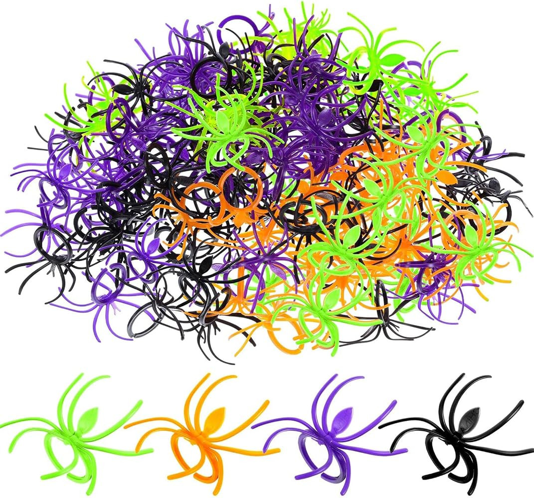 Boao Halloween Spider Rings Bulk, Plastic Spider Toy Rings for Kids, Trick or Treat Bag Fillers, ... | Amazon (US)