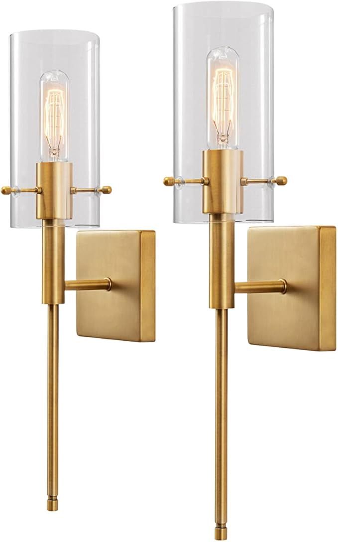 KAWOTI Modern Indoor Wall Sconce Lighting Set of 2 Antique Brass Sconces Wall Decor Set of 2 Inte... | Amazon (US)