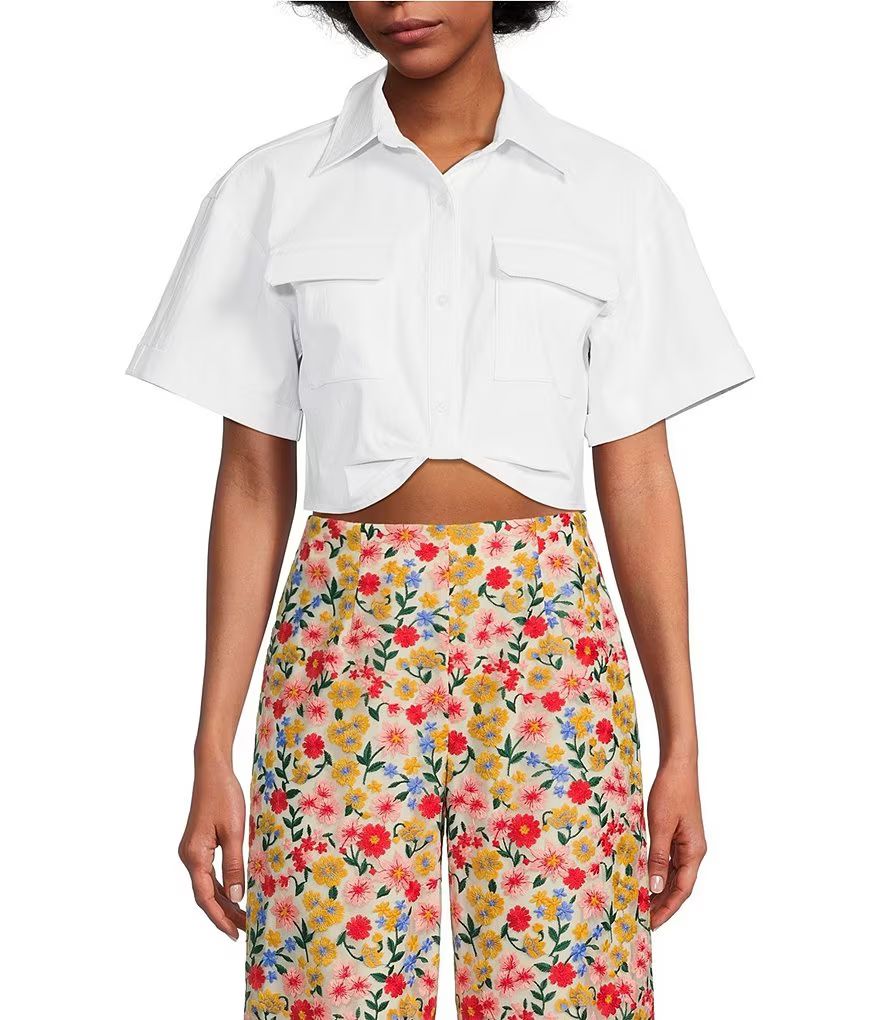 x The Nat Note Frankie Cropped Twisted Blouse | Dillard's