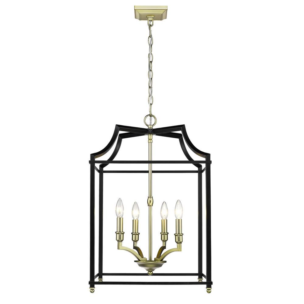 Golden Lighting Leighton 4-Light Satin Brass and Black Pendant Light | The Home Depot