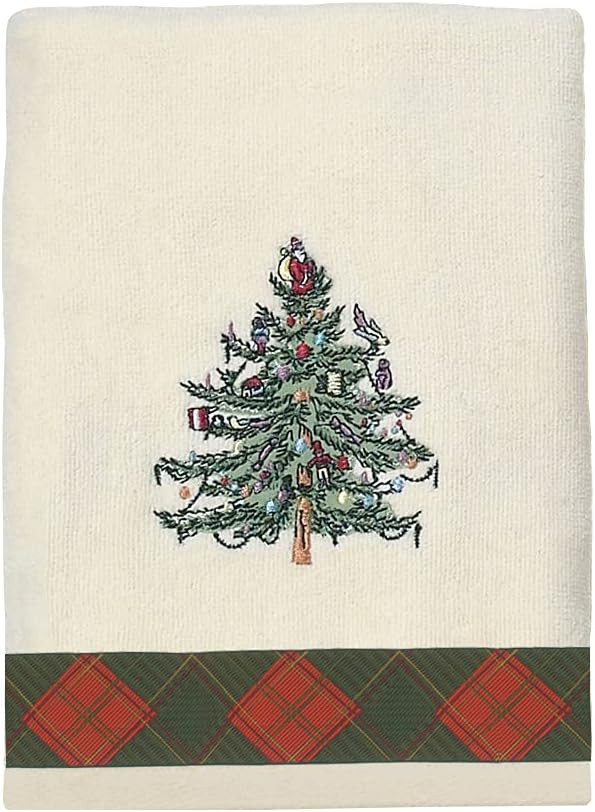 Spode - Hand Towel, Soft & Absorbent Cotton, Holiday Bathroom Decor Christmas Tree Tartan Collect... | Amazon (US)