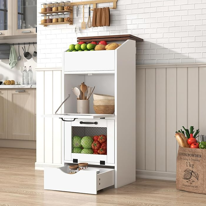 Patiorama Wood Potato and Onion Storage Bin Box with Lid, 4-Tier Farmhouse Wooden Bread Box Cabin... | Amazon (US)