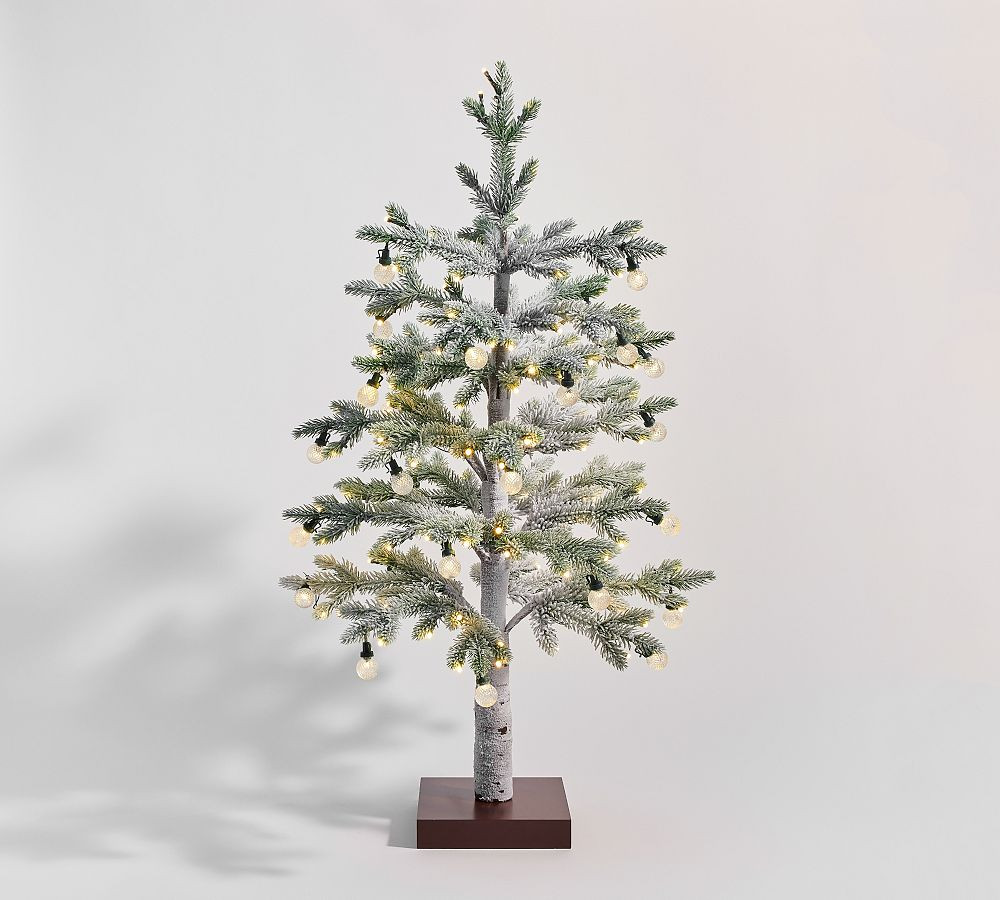 Lit Faux Flocked Pine Tree | Pottery Barn (US)