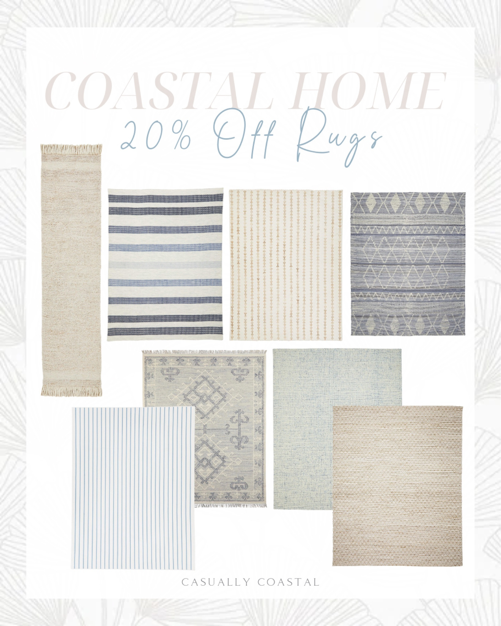 Serena & Lily makes some of the most beautiful statement rugs, and they are all 20% off right now with code SPLASH!
-
Serena & Lily, Serena & lily rugs, woven rug, natural fiber rug, Ryder denim rug, Alamere rug, Lido stripe rug, Cooke rug, Fairfax rug, Aspen runner, Islay rug, Tulum rug, casually coastal, coastal rugs, blue rugs, stripe rugs, beach house, coastal home, wool rug, sale rugs, home decor, living room rugs, bedroom rugs, dining room rugs, entryway rugs, 8x10 rugs, 5x7 rugs, 9x12 rugs, 4x6 rugs, 3x5 rugs, coastal runners, blue and white runners, hallway runners, great room rugs, textured rugs, neutral rugs, beach house rugs

#LTKFind #LTKsalealert #LTKhome