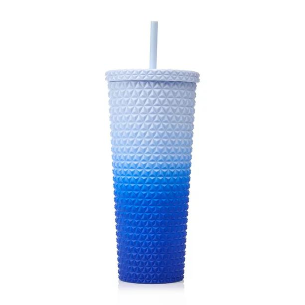 Mainstays 26 oz Double Wall Plastic Ombre Painting Textured Tumbler, Blue | Walmart (US)