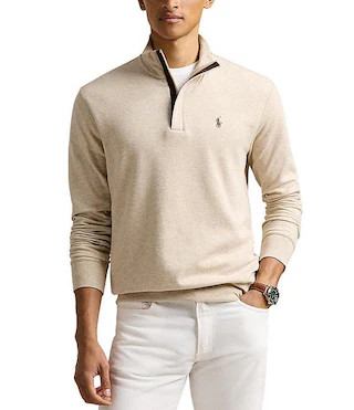 Polo Ralph Lauren Long Sleeve Luxury Jersey Quarter-Zip Pullover | Dillard's | Dillard's