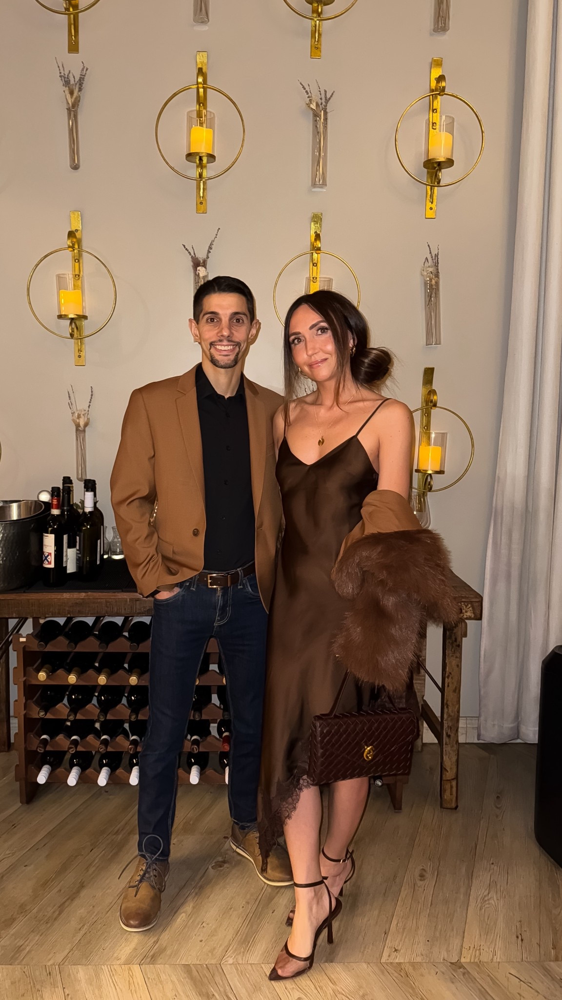 Winter date night outfit: brown satin lace midi dress, brown faux fur jacket, brown mesh slingback kitten heels & brown clutch | wedding guest dress, wedding guest outfit, brown outfit, brown satin dress, brown faux fur cropped jacket, amazon dress, amazon outfit, amazon fashion, winter fashion, winter trends, party outfit, Valentine’s Day outfit // neutrallynicole, @neutrallynicole, neutrallynicole.com, Neutrally Nicole#LTKShoeCrush #LTKItBag 

#LTKPetite #LTKFindsUnder50 #LTKSeasonal #LTKFindsUnder100 #LTKSaleAlert #LTKootd #LTKWedding