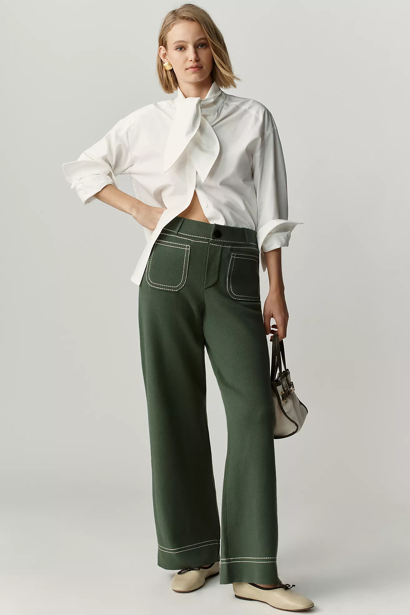 The Colette Full-Length Topstitch Sweater Pants by Maeve | Anthropologie (US)