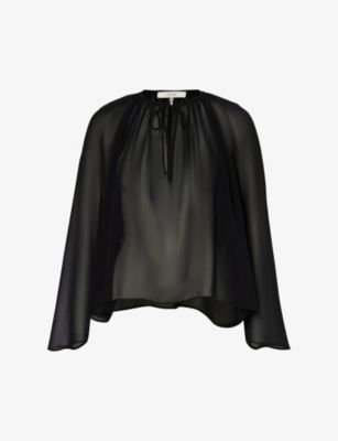 Tie-neck semi-sheer silk blouse | Selfridges