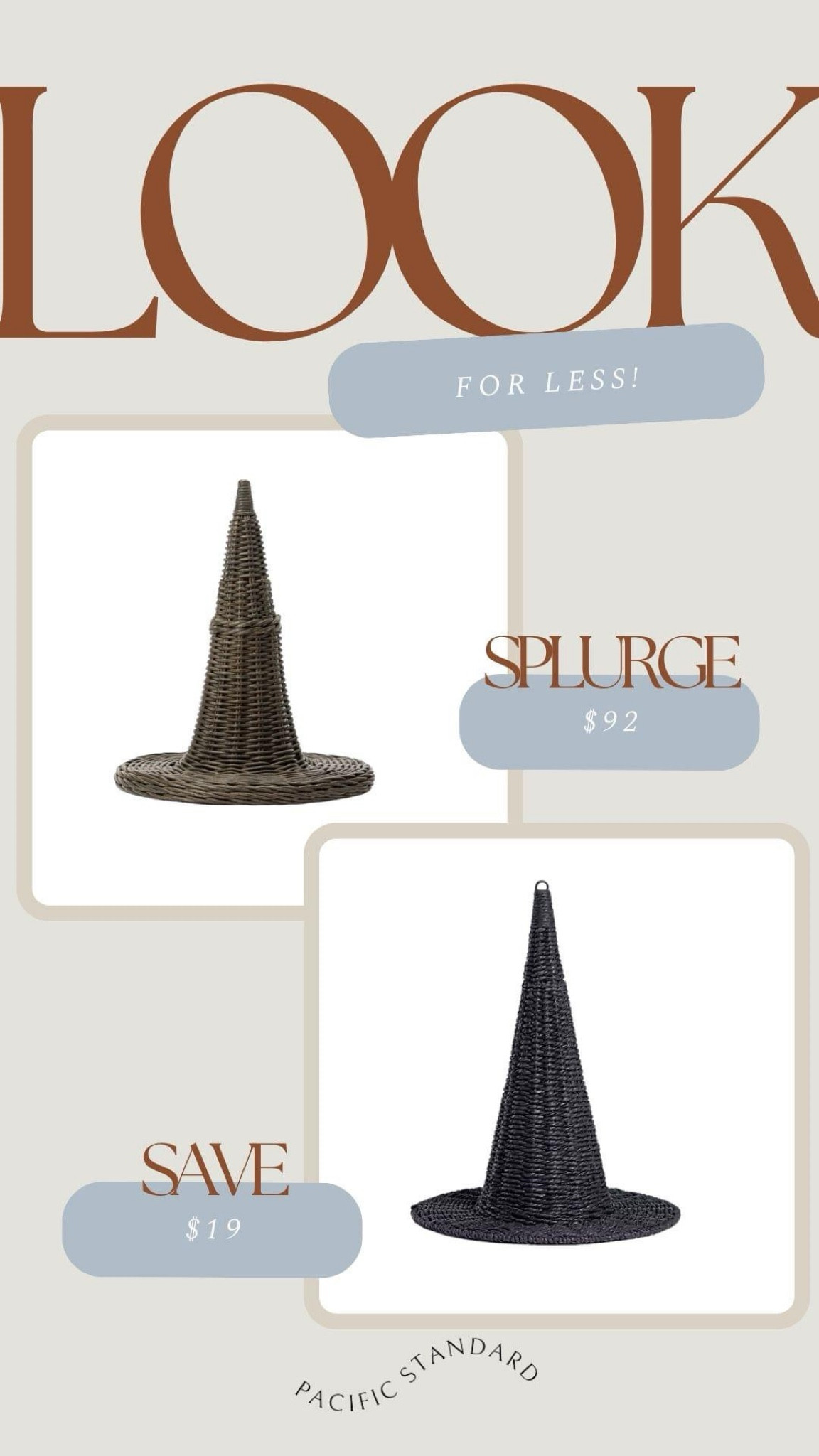 Daily Find #534 | McGee & Co. Wicker Witch Hats #lookforless



A great dupe for the fan-favorite McGee & Co. Halloween Wicker Witch Hat(s). The look for less is a set of one and measures closest (slightly larger) to the medium size hat at 14" high.

Plus! use code 25HOUSE for 25% off your purchase #halloween #halloween decor 

#LTKHome