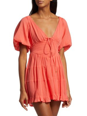 Perfect Day Cotton Tiered Minidress | Saks Fifth Avenue OFF 5TH
