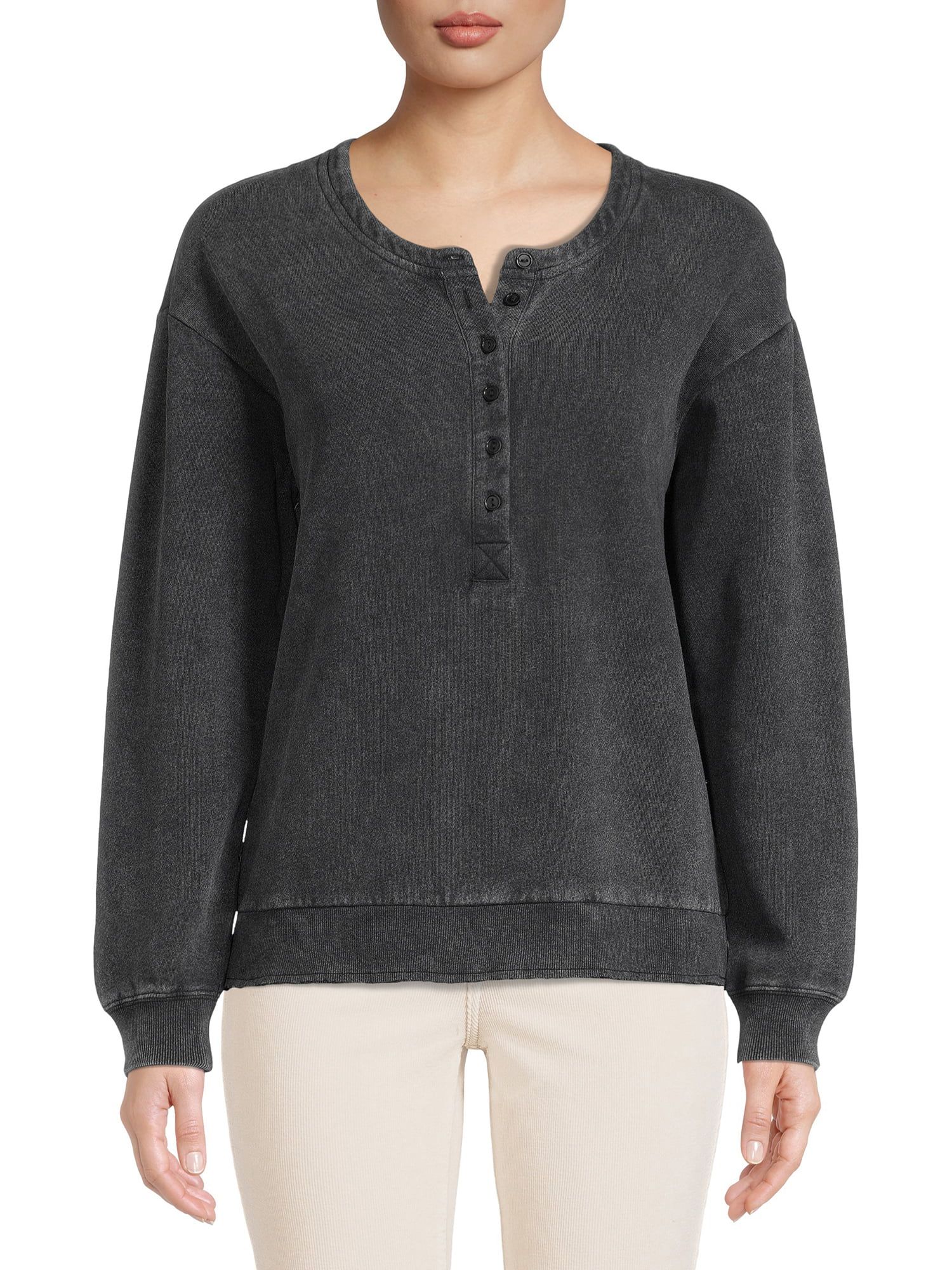 Time and Tru Women's Washed Henley Top | Walmart (US)