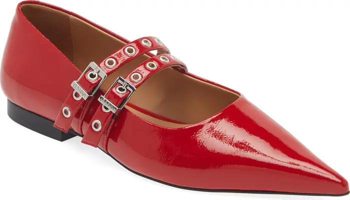 Ganni Pointed Toe Mary Jane Flat (Women) | Nordstrom | Nordstrom
