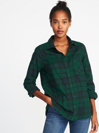 Relaxed Plaid Twill Classic Shirt for Women | Old Navy US