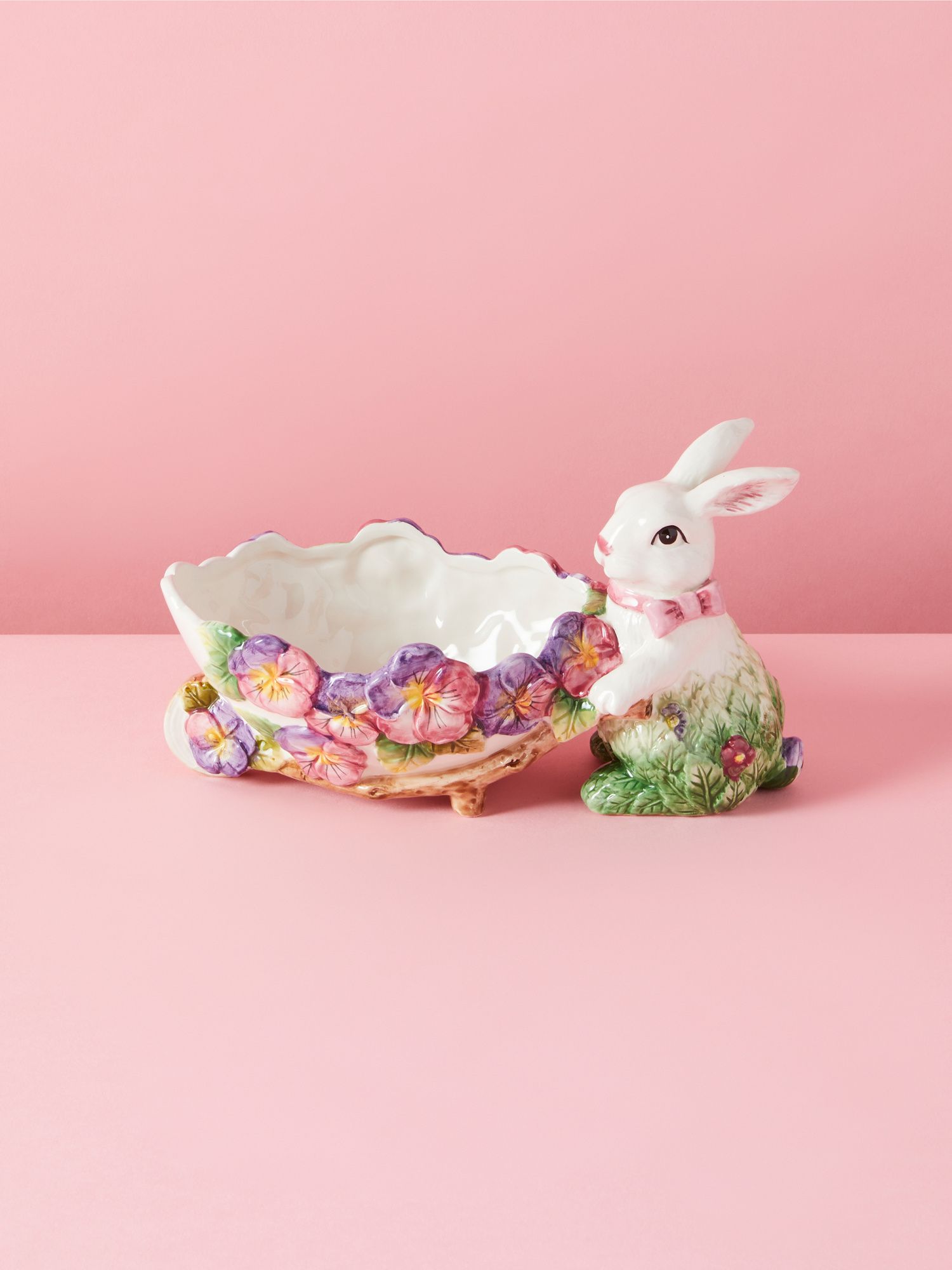 10in Bunny With Flower Cart Serving Bowl | Dinnerware | HomeGoods | HomeGoods