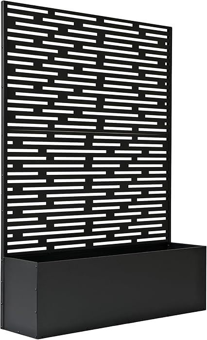 Oakland Living 6 ft. X 4 ft. Black Freestanding Metal Privacy Screen Room Divider with Flower Box | Amazon (US)