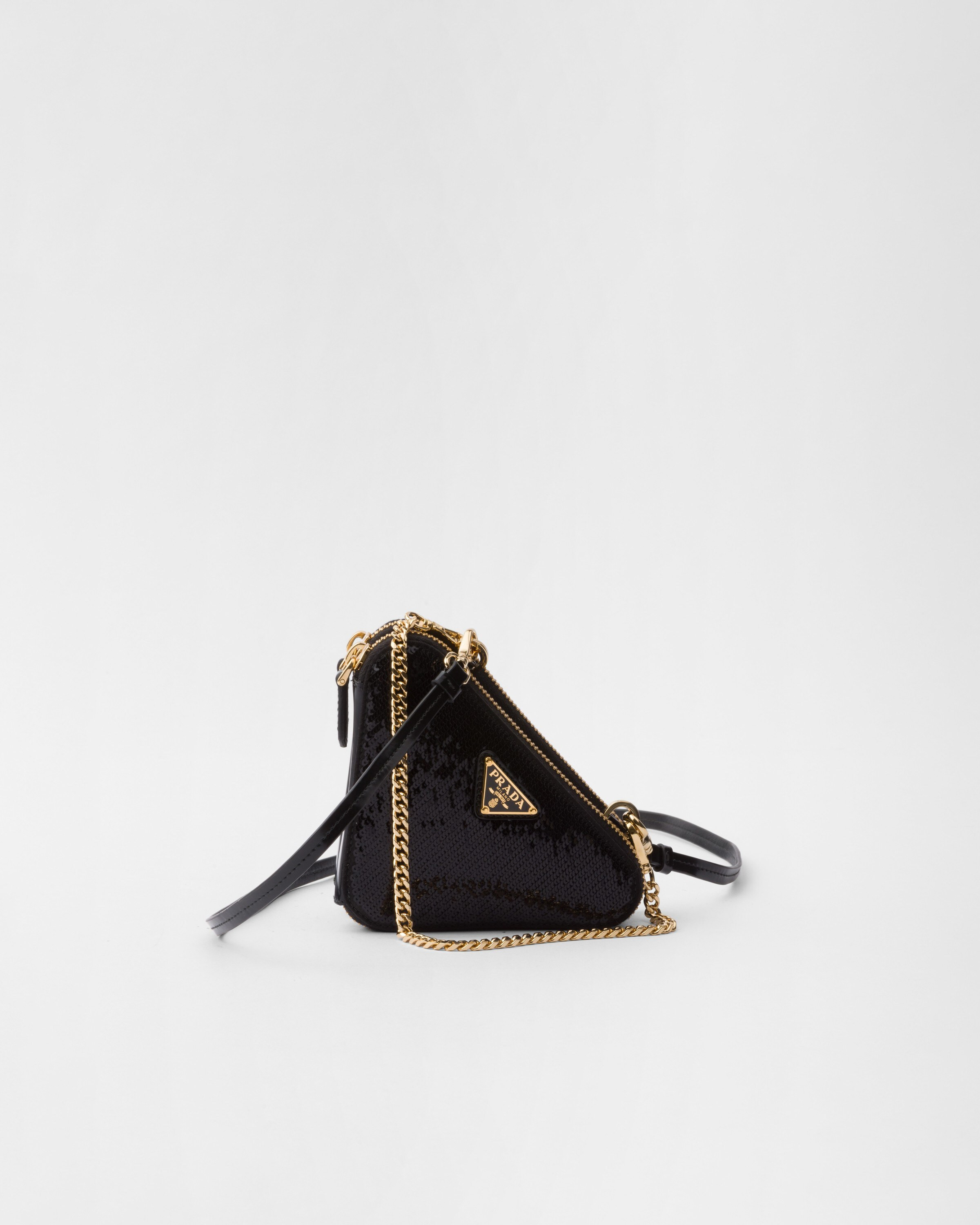 Triangular sequined mini pouch | Prada US