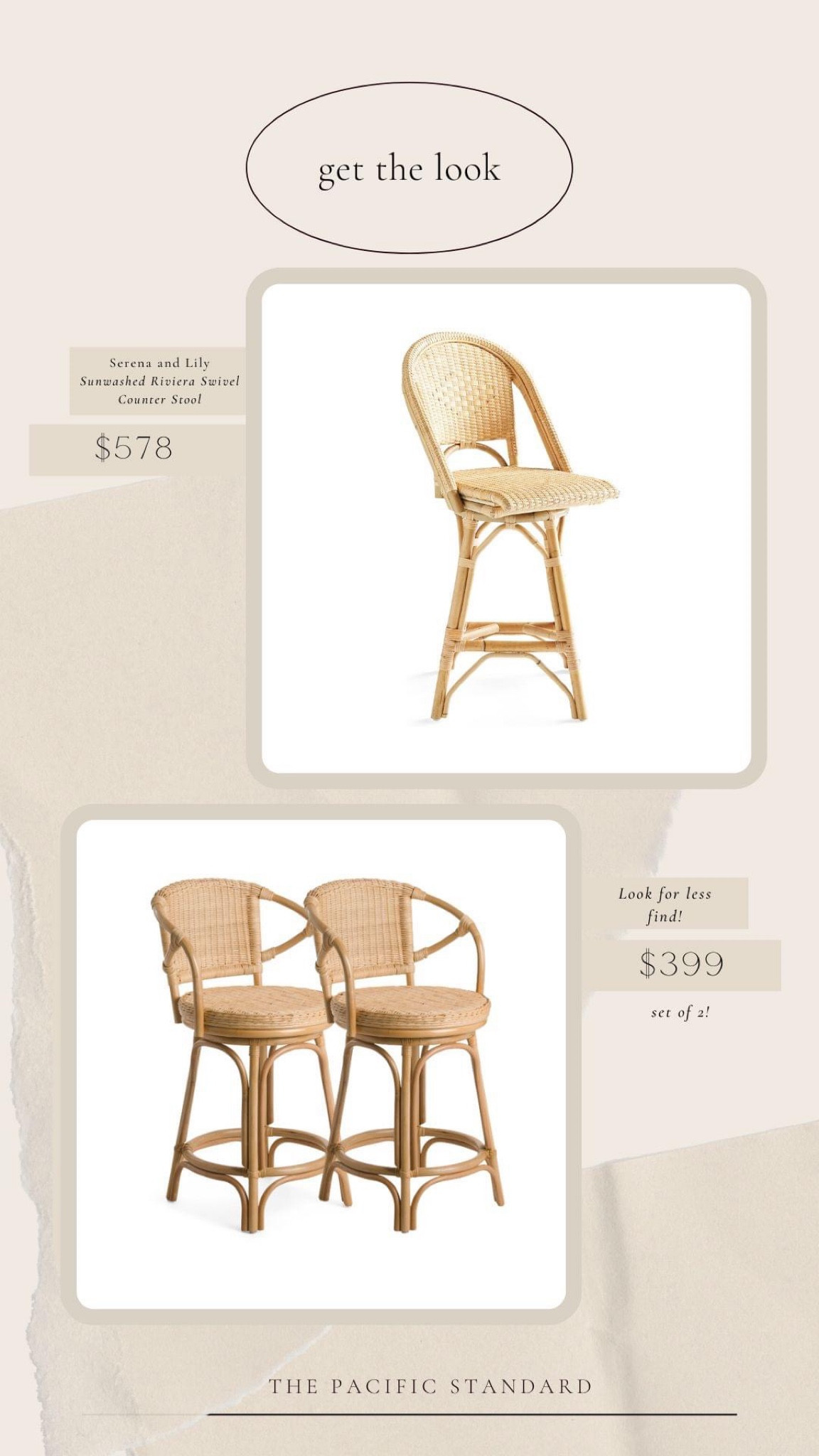 Daily Find | Serena and Lily Sunwashed Riviera Swivel Counter Stool #lookforless #splurgevssteal #coastalstyle 

#LTKhome #LTKstyletip #LTKsalealert