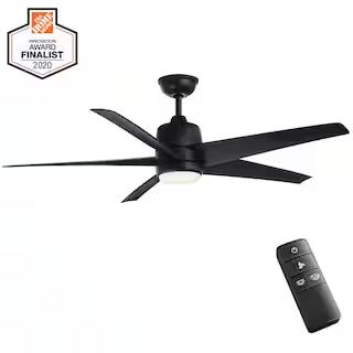 Mena 54 in. White Color Changing Integrated LED Indoor/Outdoor Matte Black Ceiling Fan with Light... | The Home Depot