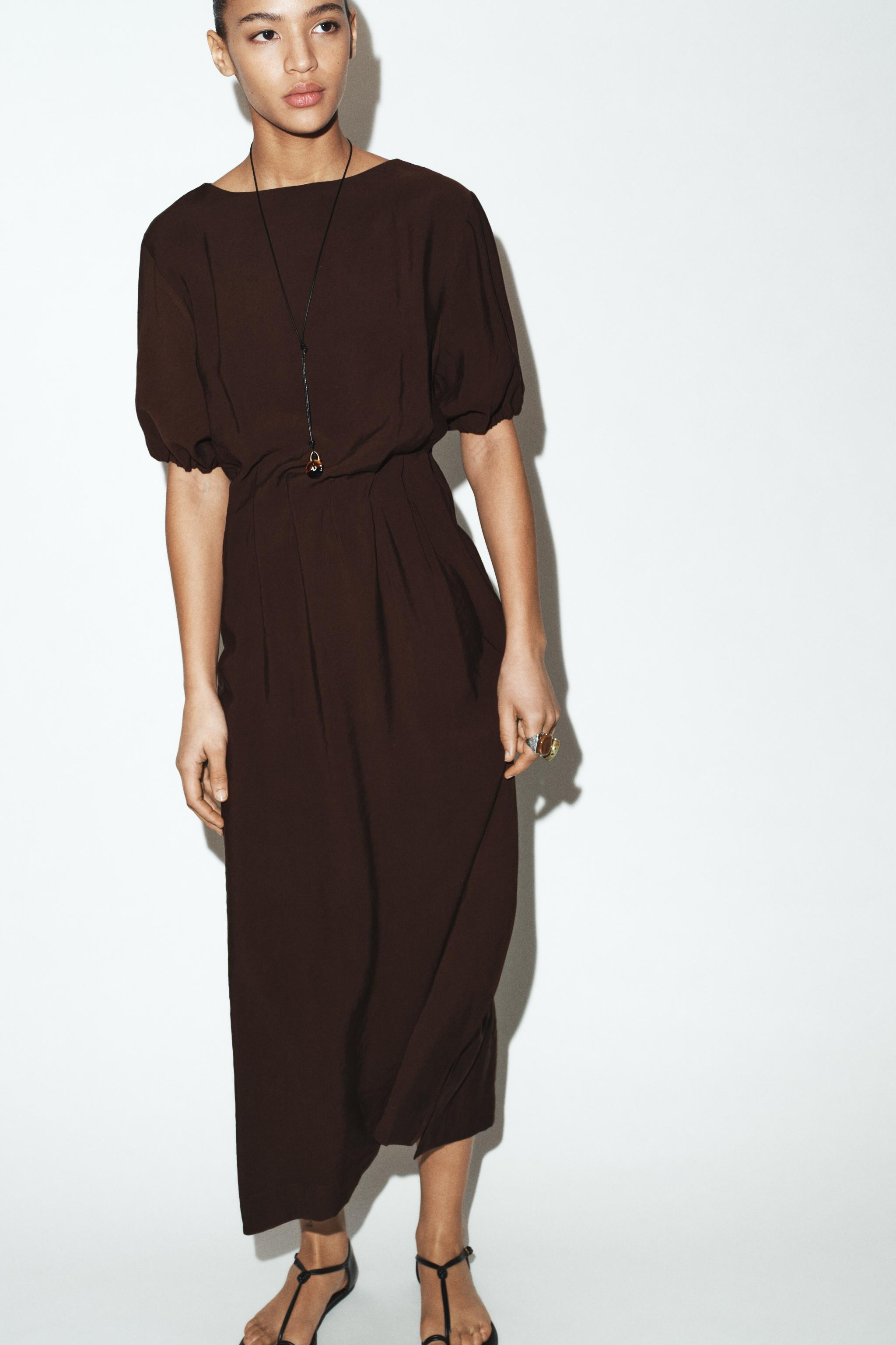 FLOWING PLEATED MIDI DRESS | Zara UK