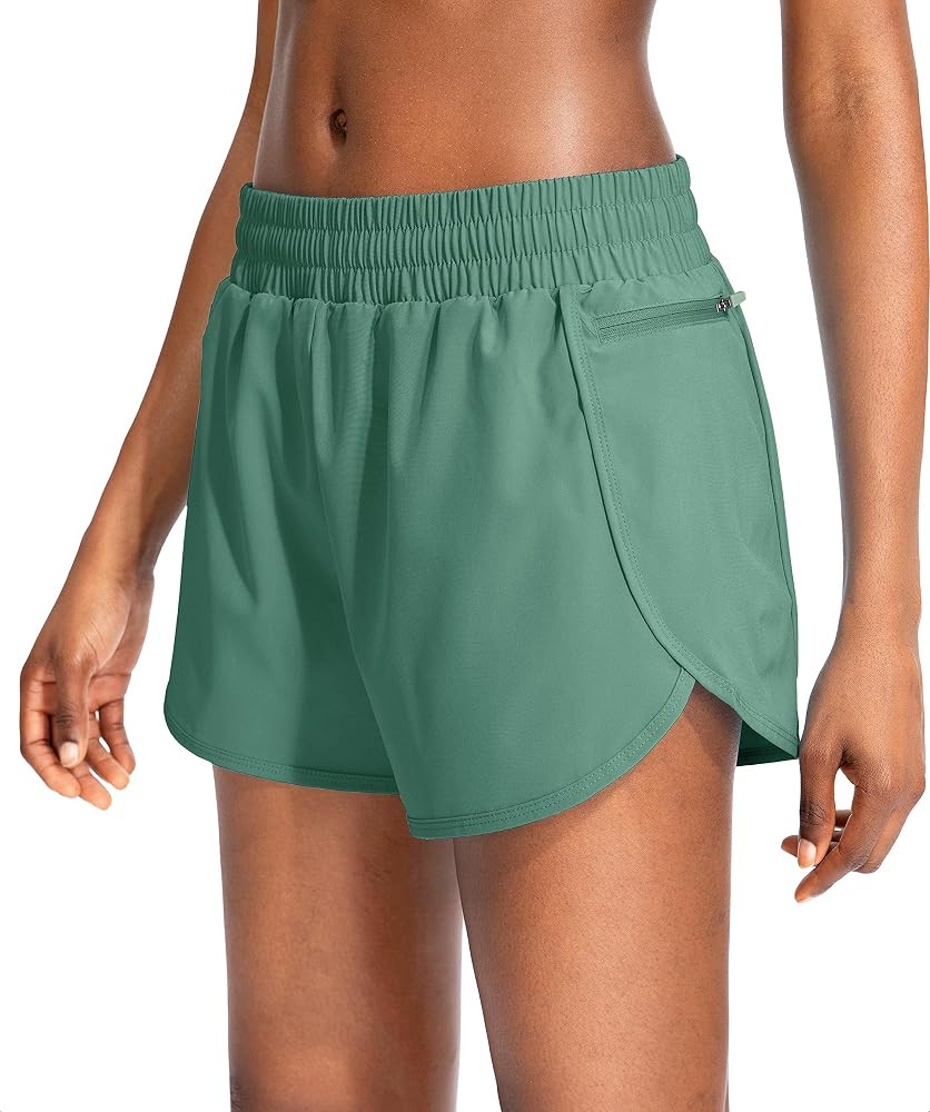 Soothfeel Womens Running Shorts with Phone Pockets High Waisted Athletic Gym Workout Shorts for Wome | Amazon (US)
