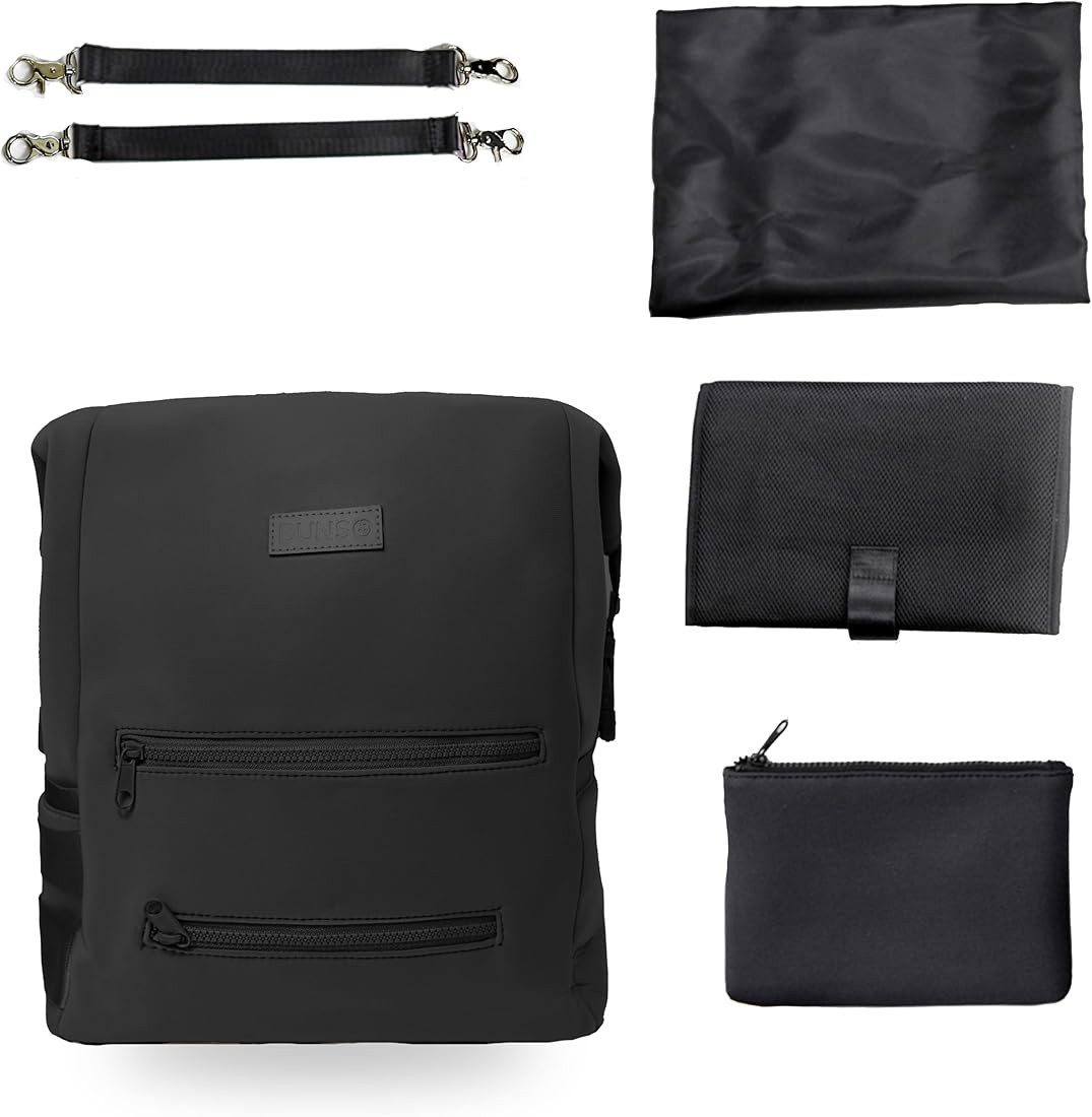 BUNSO Diaper Bag Backpack, Water-resistant Neoprene Travel Bag With Changing Pad, Stroller Straps... | Amazon (US)